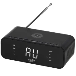 Radiobudzik FM Adler AD 1192B, z bezprzewodową ładowarką, czarny