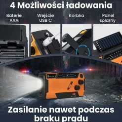 Radio na korbkę Extralink Power Ranger SR-4000, z powerbankiem i latarką