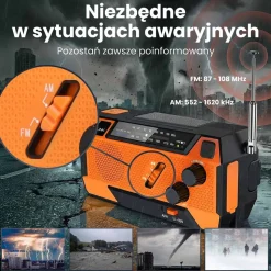Radio na korbkę Extralink Power Ranger SR-4000, z powerbankiem i latarką