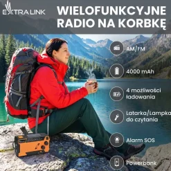 Radio na korbkę Extralink Power Ranger SR-4000, z powerbankiem i latarką
