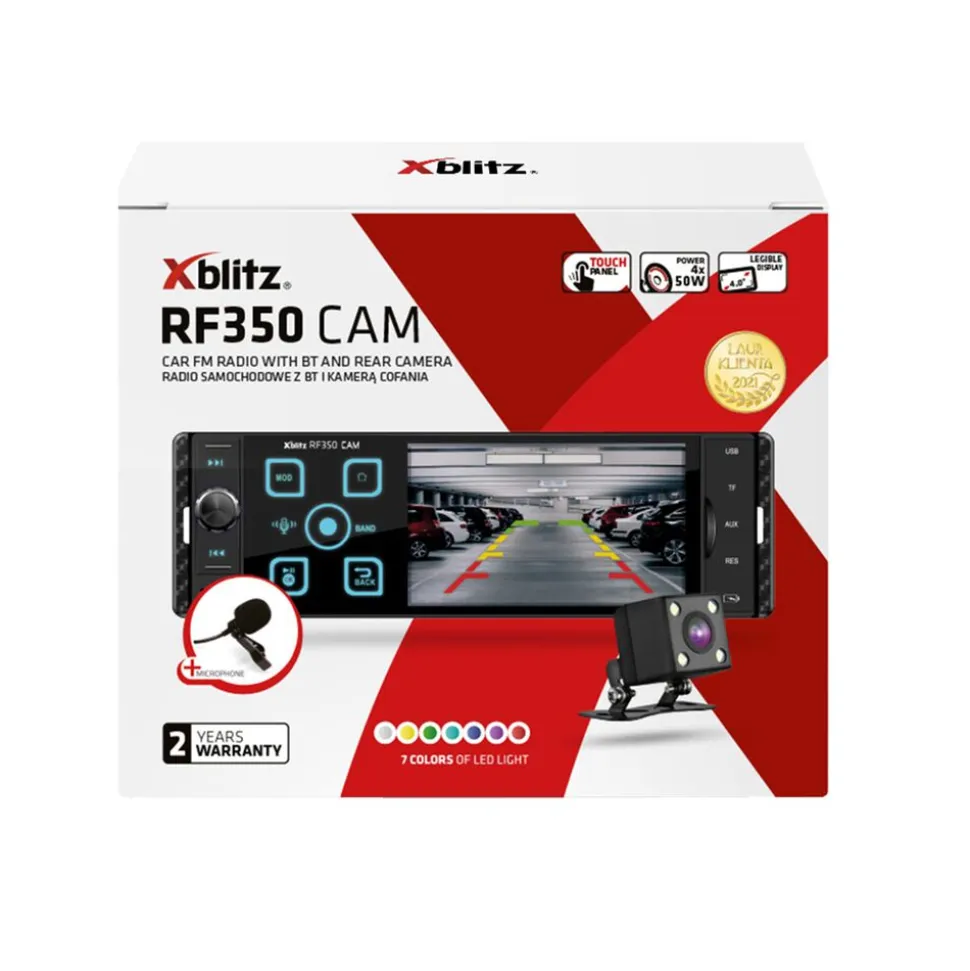Radio samochodowe Xblitz RF350 CAM, z kamerą cofania, czarne
