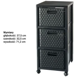 Regał duży na kółkach Country Rotho, 3 szuflady, antracyt