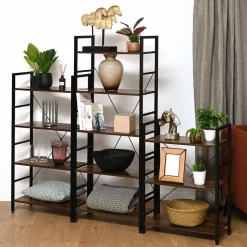 Regał loft 60 x 28 x 85 cm OTE, 3 półki, melamina, ciemnobrązowy