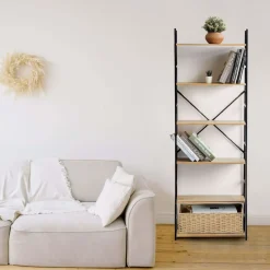 Regał na książki Smukee Home, 176 x 60 x 28 cm, 6 półek, brązowy