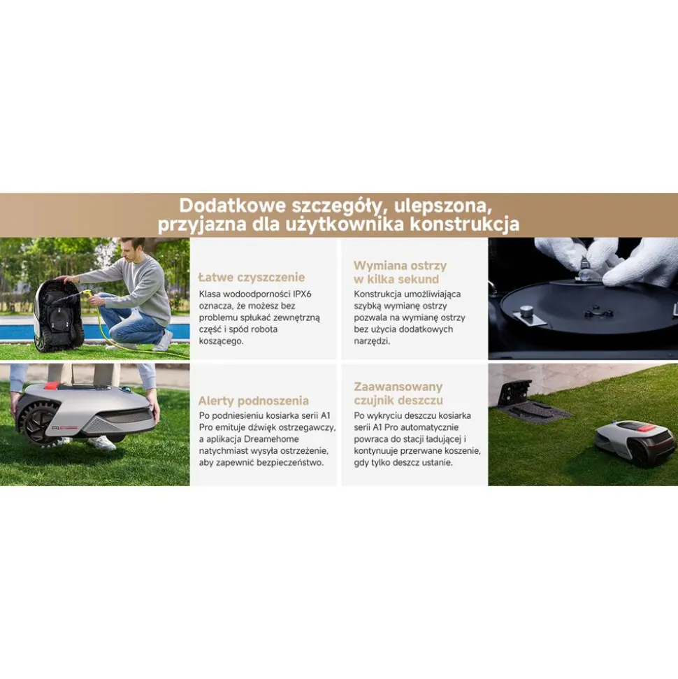 Robot koszący Dreame A1 Pro 800, obszar mapowania do 800 m2