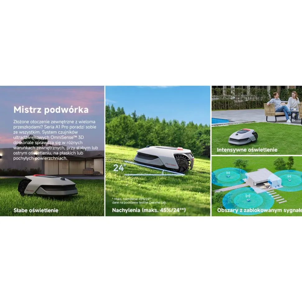 Robot koszący Dreame A1 Pro 800, obszar mapowania do 800 m2