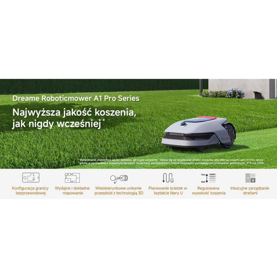 Robot koszący Dreame A1 Pro 800, obszar mapowania do 800 m2