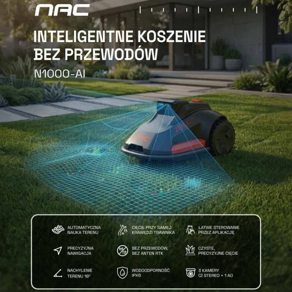 Robot koszący NAC N01000-AI, do 1000 m²