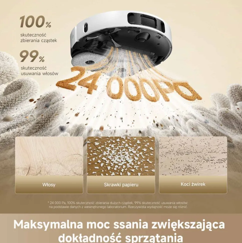 Robot sprzątający Dreame L40 Ultra A, 24 kPa, z funkcją mopowania, biały