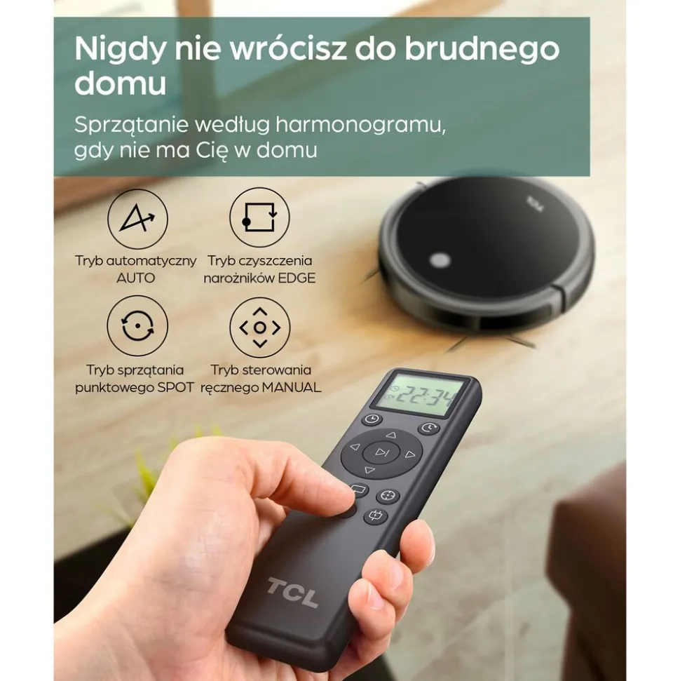 Robot sprzątający TCL Sweeva 1000, czarny, akumulatorowy