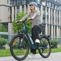 Rower elektryczny damski Bikfun AMAK00053, koła 26'', ciemnozielony