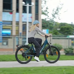 Rower elektryczny damski Bikfun AMAK00053, koła 26'', ciemnozielony