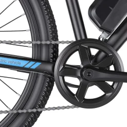 Rower elektryczny MTB Ancheer, 27,5”, czarny z niebieskimi elementami