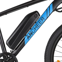 Rower elektryczny MTB Ancheer, 27,5”, czarny z niebieskimi elementami