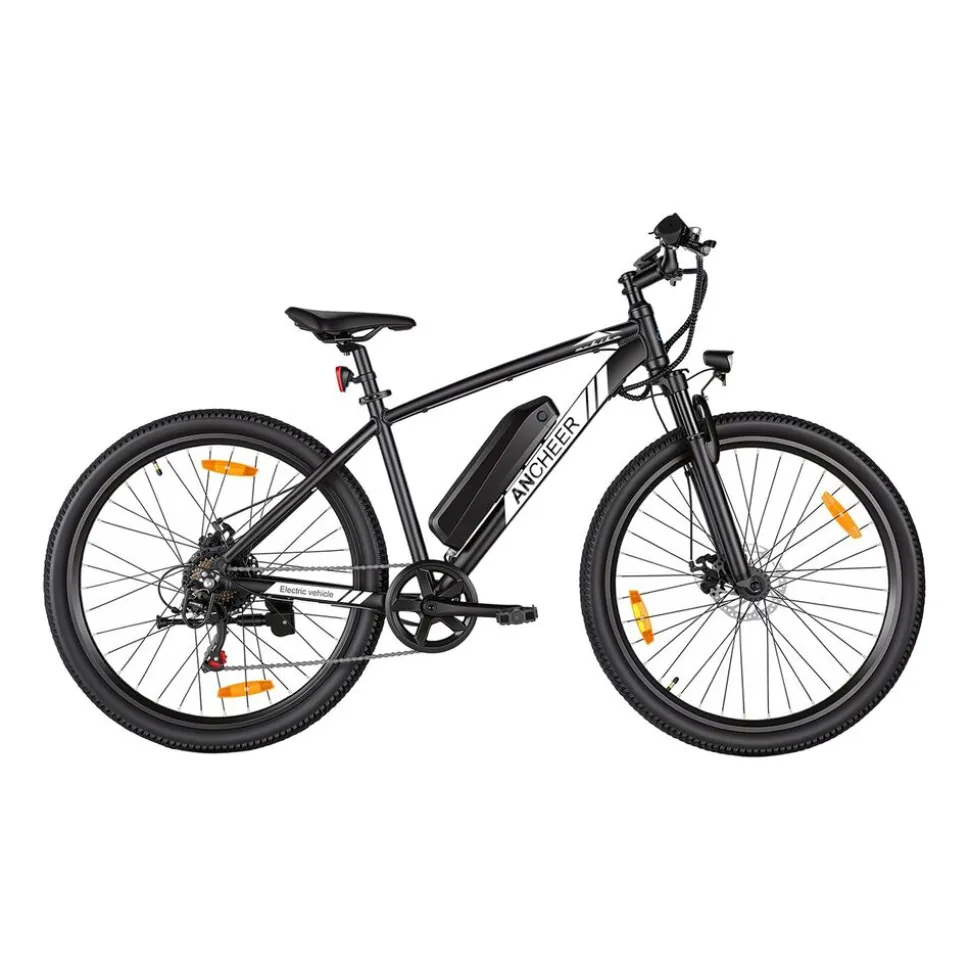 Rower elektryczny MTB Ancheer, 27,5”, czarny z białymi elementami