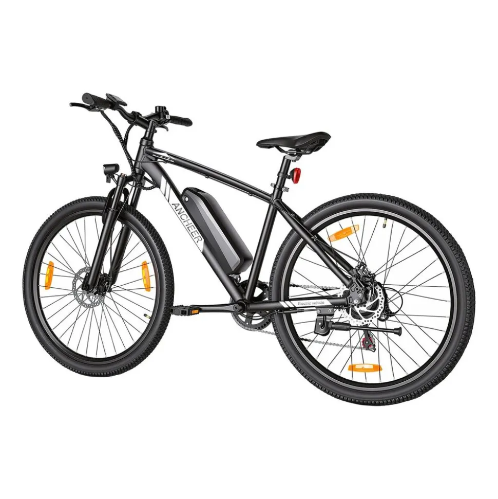 Rower elektryczny MTB Ancheer, 27,5”, czarny z białymi elementami