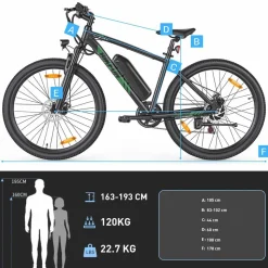 Rower elektryczny MTB Bikfun AMAK00051, koła 27,5'', zielony