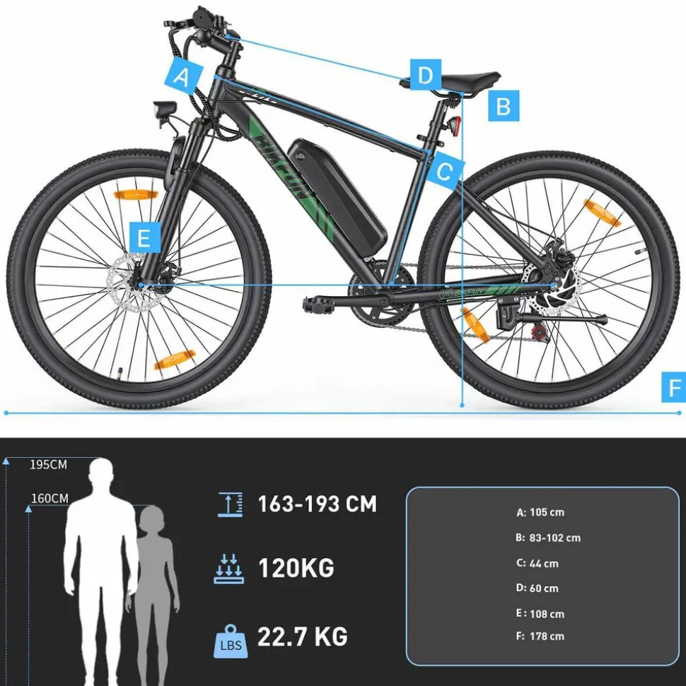 Rower elektryczny MTB Bikfun AMAK00051, koła 27,5'', zielony