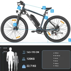 Rower elektryczny MTB Bikfun AMAK00051, koła 27,5'', biały