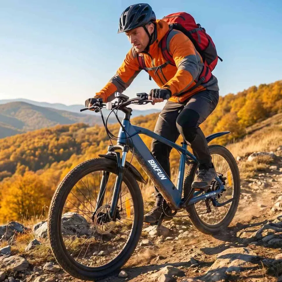 Rower elektryczny MTB Bikfun AMAK00054, koła 26'', niebieski
