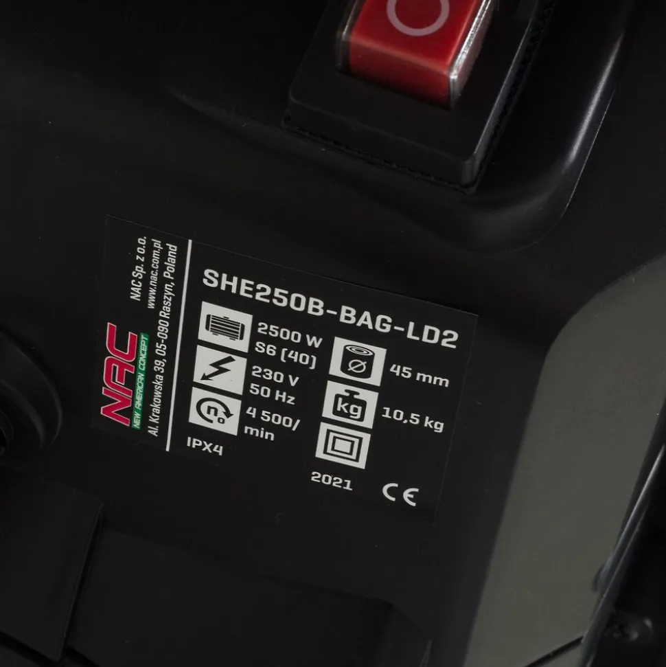 Rozdrabniacz do gałęzi NAC SHE250B-BAG-LD2, 2500 W