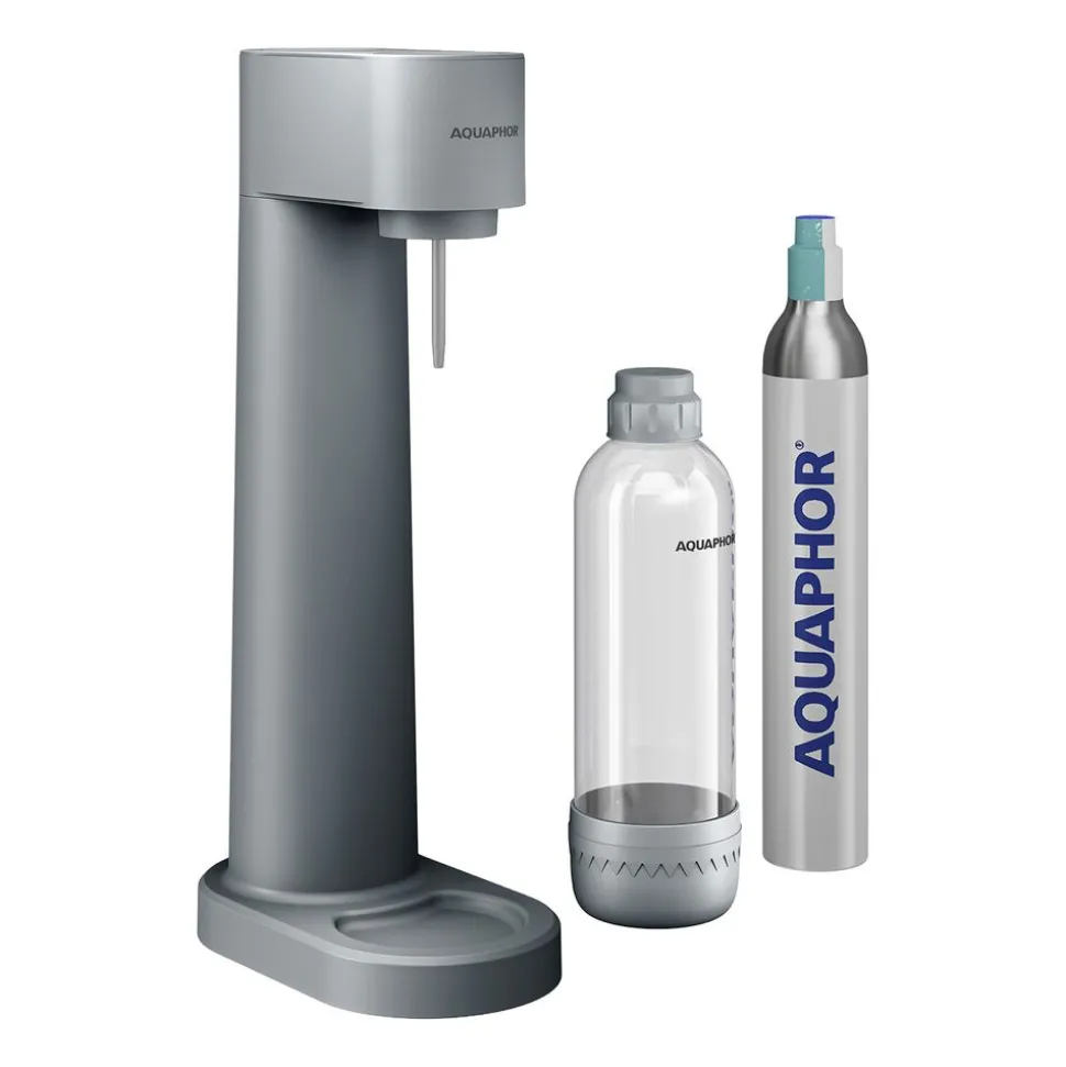 Saturator Aquaphor Primo, butelka 1 l, nabój CO2, szary