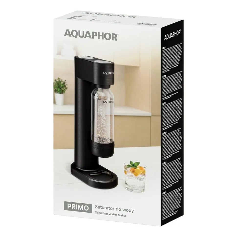 Saturator Aquaphor Primo, butelka 1 l, nabój CO₂, czarny