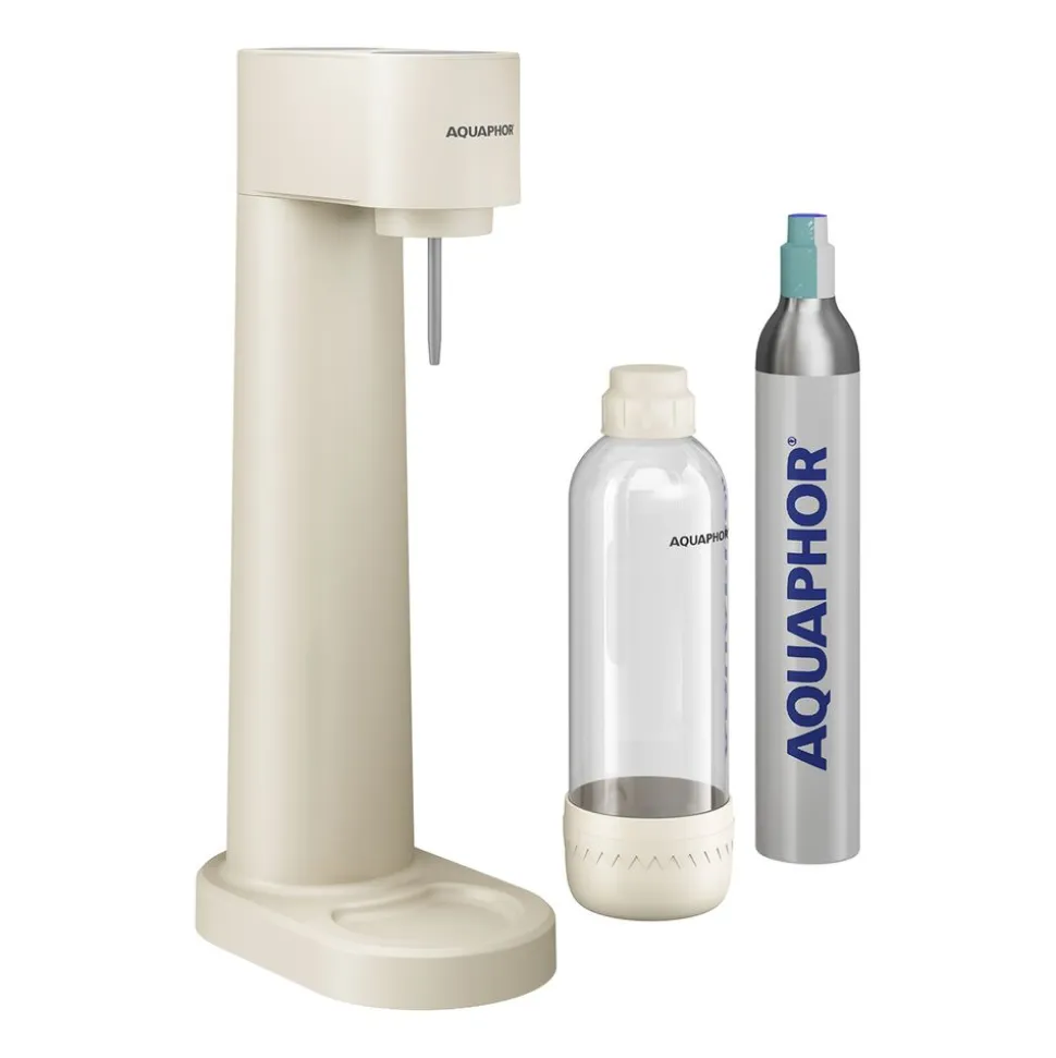 Saturator Aquaphor Primo, butelka 1 l, nabój CO2, kremowy