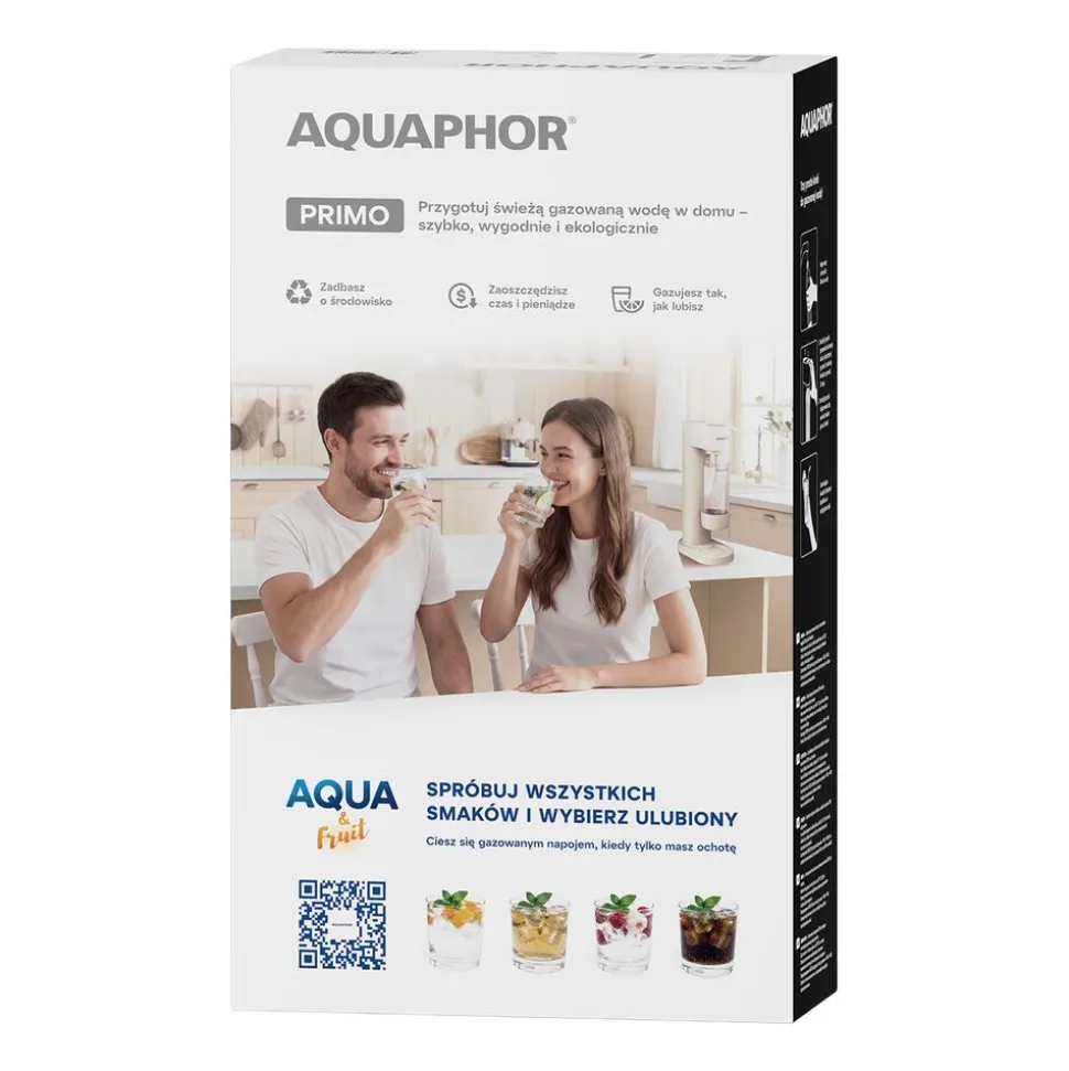 Saturator Aquaphor Primo, butelka 1 l, nabój CO2, kremowy