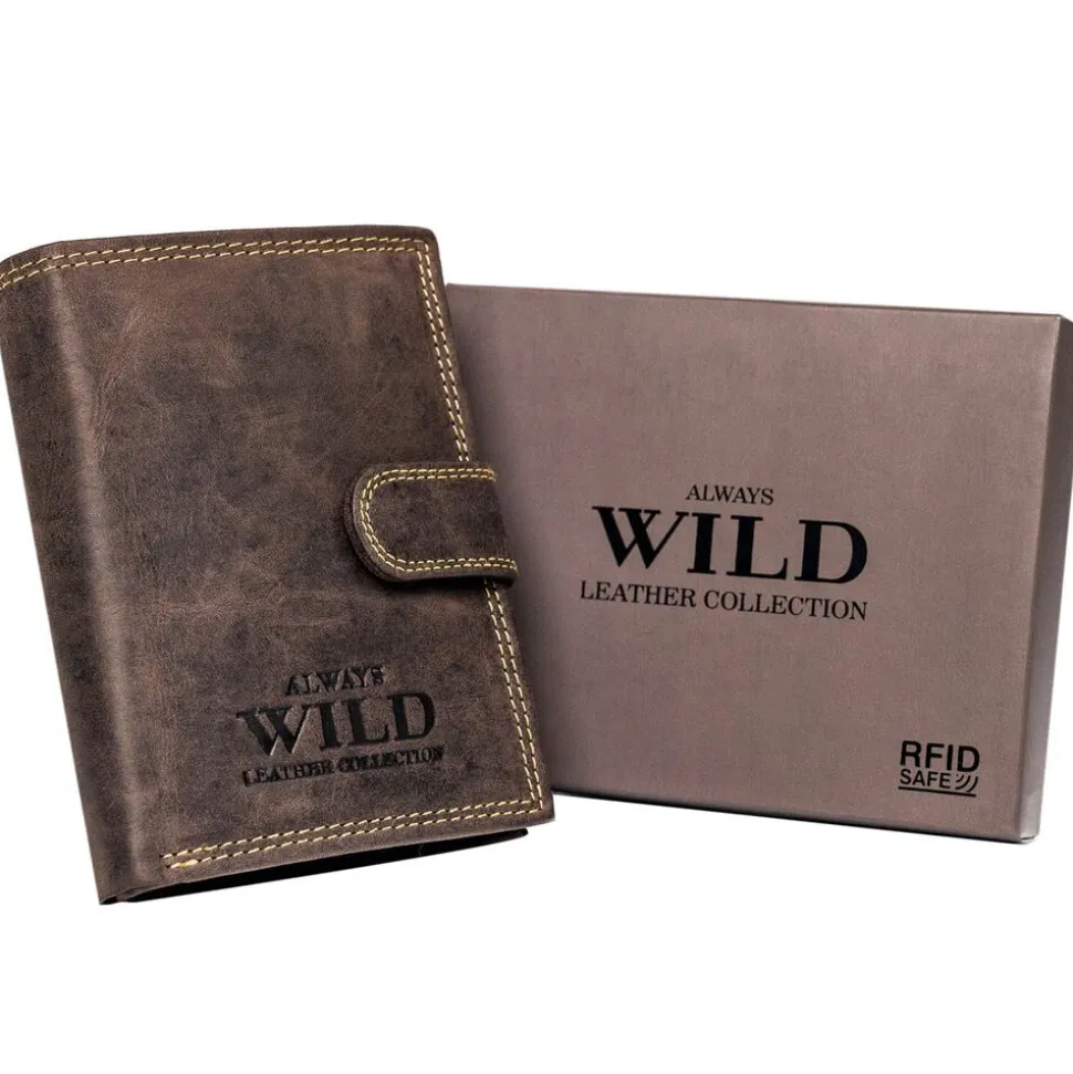 Skórzany portfel męski Always Wild, 13 x 10 x 2,5 cm