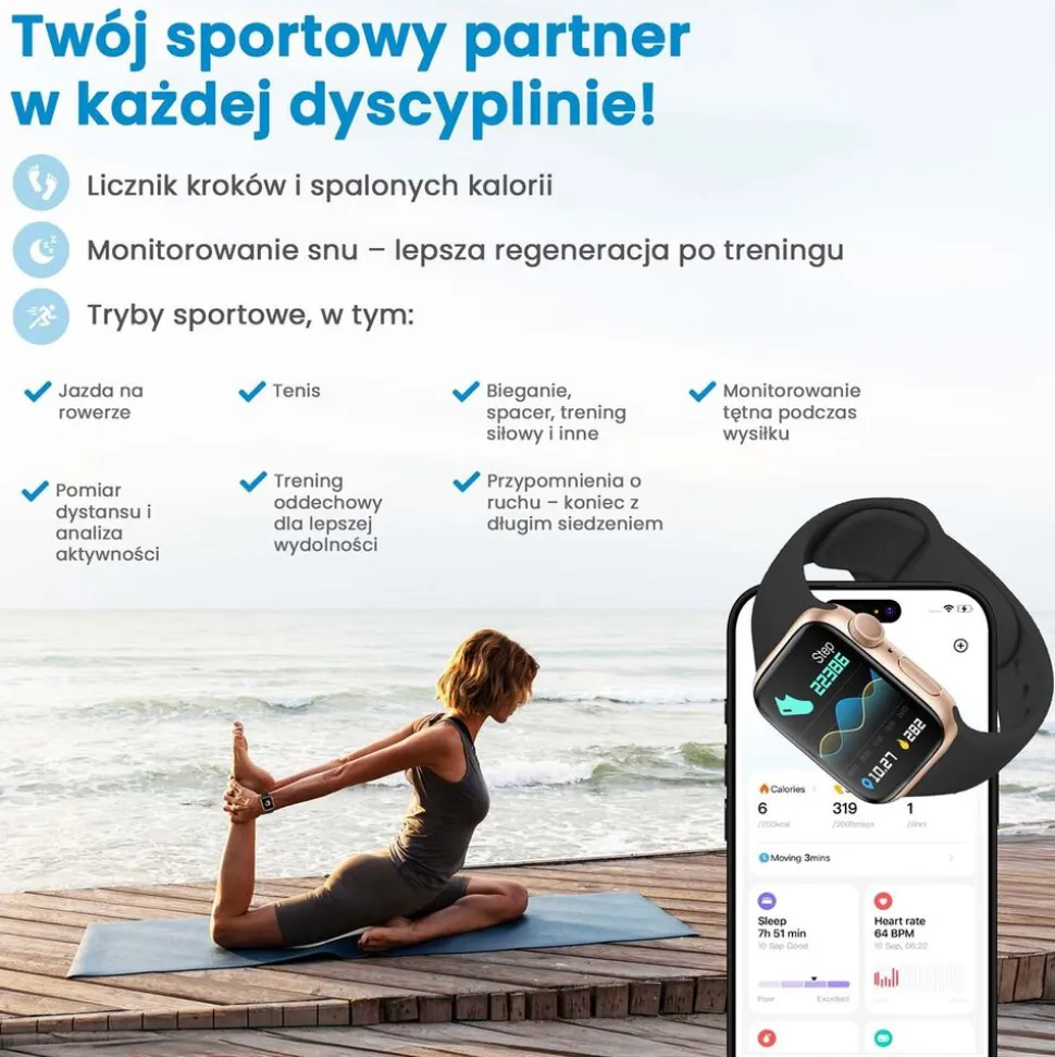 Smartwatch Extralink Lifestyle F89, 2 opaski, złoty