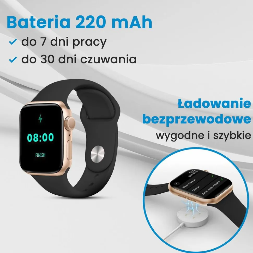 Smartwatch Extralink Lifestyle F89, 2 opaski, złoty