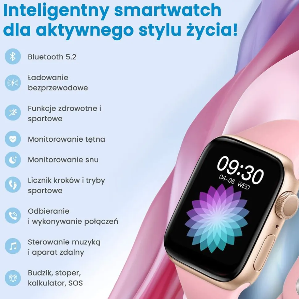 Smartwatch Extralink Lifestyle F89, 2 opaski, złoty