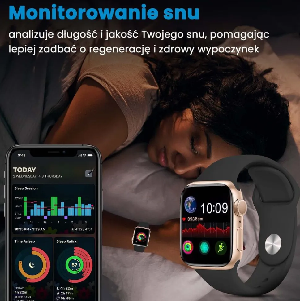 Smartwatch Extralink Lifestyle F89, 2 opaski, złoty