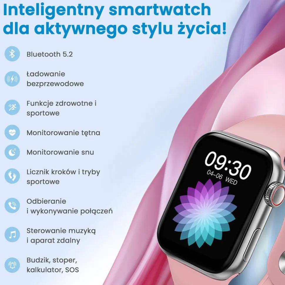 Smartwatch Extralink Lifestyle Watch9, 2 opaski, srebrny