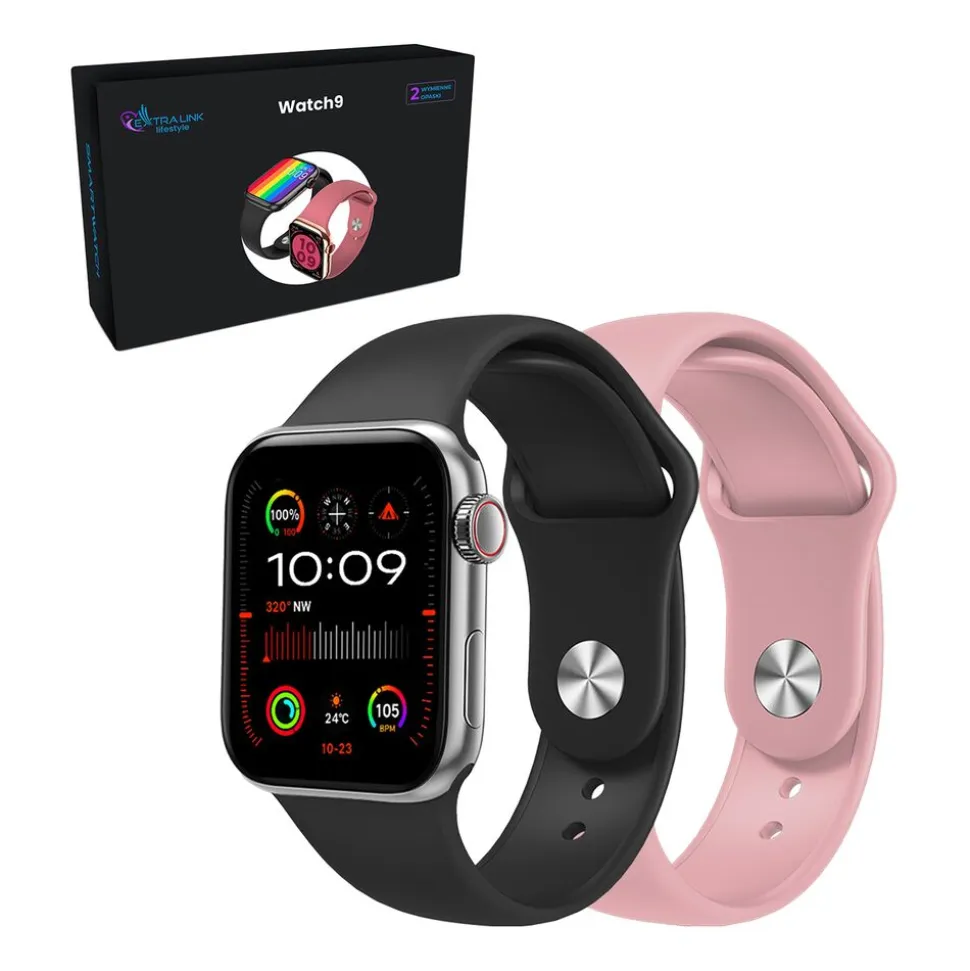 Smartwatch Extralink Lifestyle Watch9, 2 opaski, srebrny