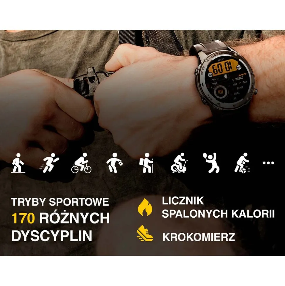 Smartwatch Tracer GP-Fit2, 1,43'', wodoodporny, 2 paski, czarny, granatowy