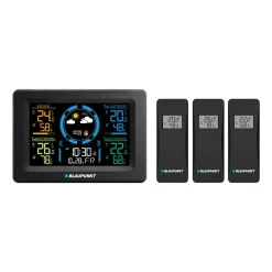 Stacja pogodowa Blaupunkt WS40BK, z 3 czujnikami zewnętrznymi, czarna