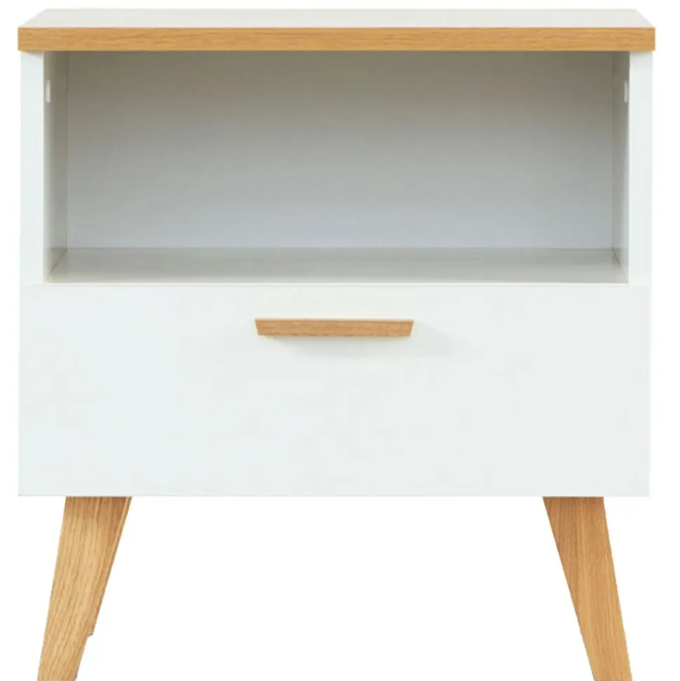 Stolik nocny Frisk 50 cm, skandynawski styl, biały