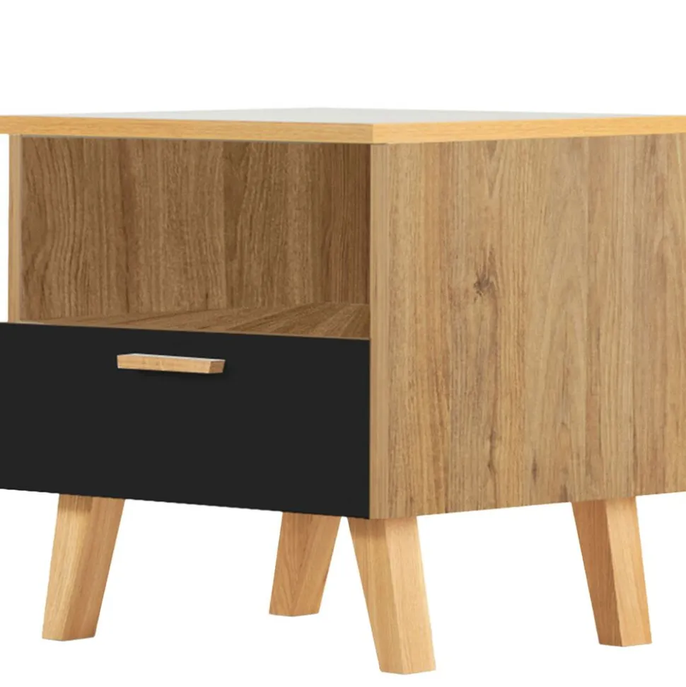 Stolik nocny Frisk 50 cm, skandynawski styl, czarny