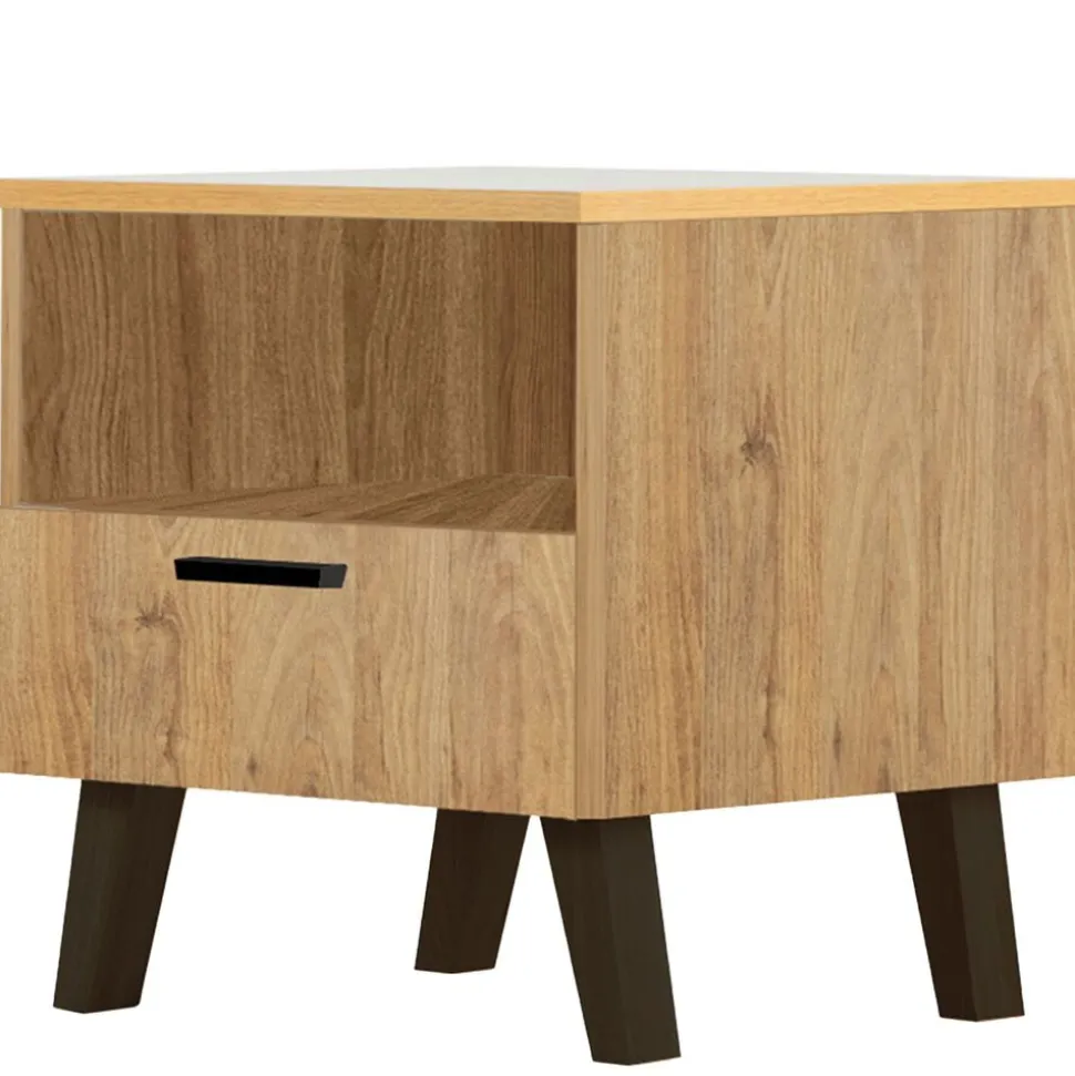 Stolik nocny Frisk 50 cm, skandynawski styl, naturalny dąb
