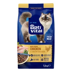 Sucha karma dla kotów OptiVital Fresh Meat, z kurczakiem, 4 x 1,4 kg