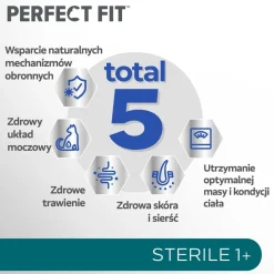 Sucha karma Perfect Fit Sterile 1+, dla dorosłych kotów, 7 kg