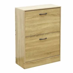 Szafka na buty 60 x 24 x 81 cm Sanico, 2 przegrody, dębowa