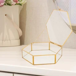 Szkatułka szklana Altom Design, Gold Honey, 20 x 19 cm