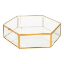 Szkatułka szklana Altom Design, Gold Honey, 20 x 19 cm