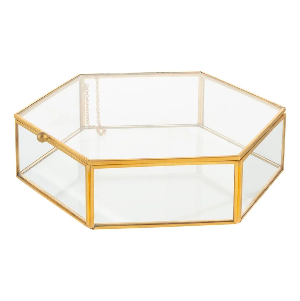 Szkatułka szklana Altom Design, Gold Honey, 20 x 19 cm