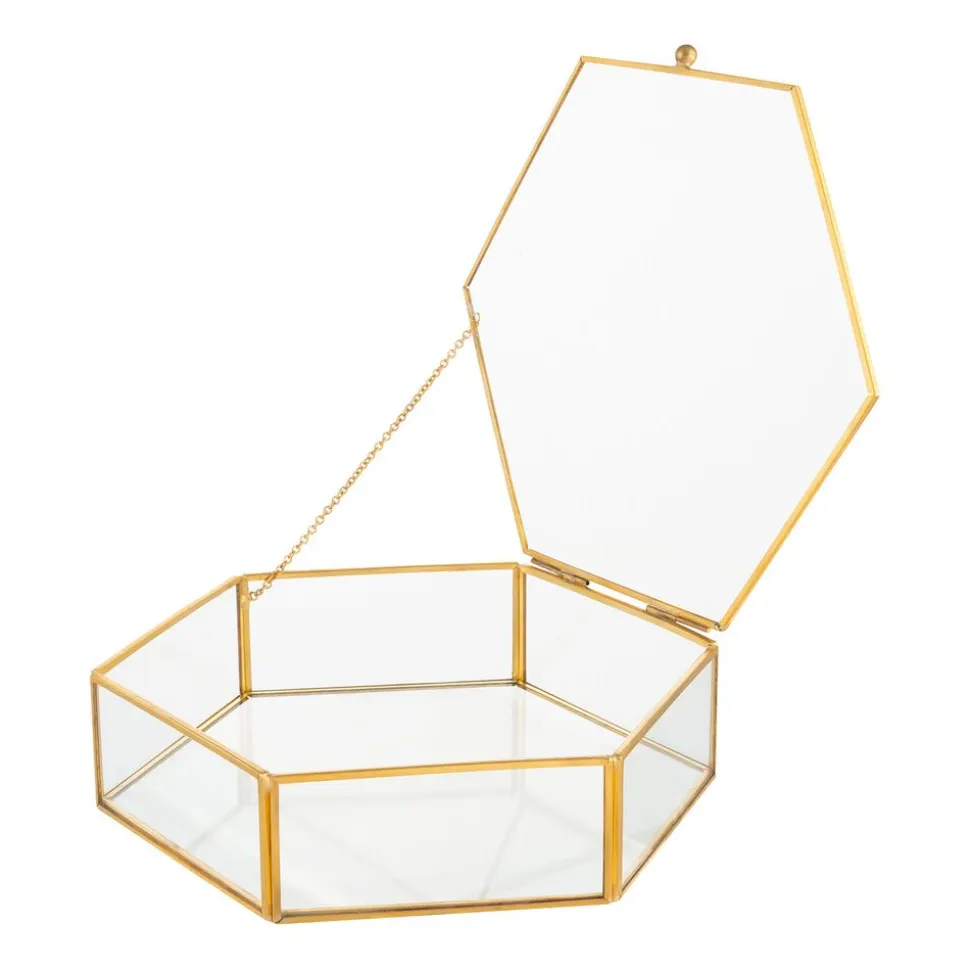 Szkatułka szklana Altom Design, Gold Honey, 20 x 19 cm