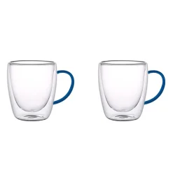 Szklanki termiczne MG Home Renza, 2 sztuki, 300 ml, z granatowym uchem