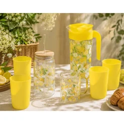 Szklanki ze słomką Florina Citrini, 6 sztuk, 450 ml, żółte